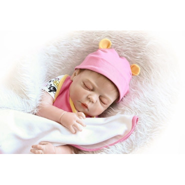 bebe reborn niña  completo de silicona durmiendo