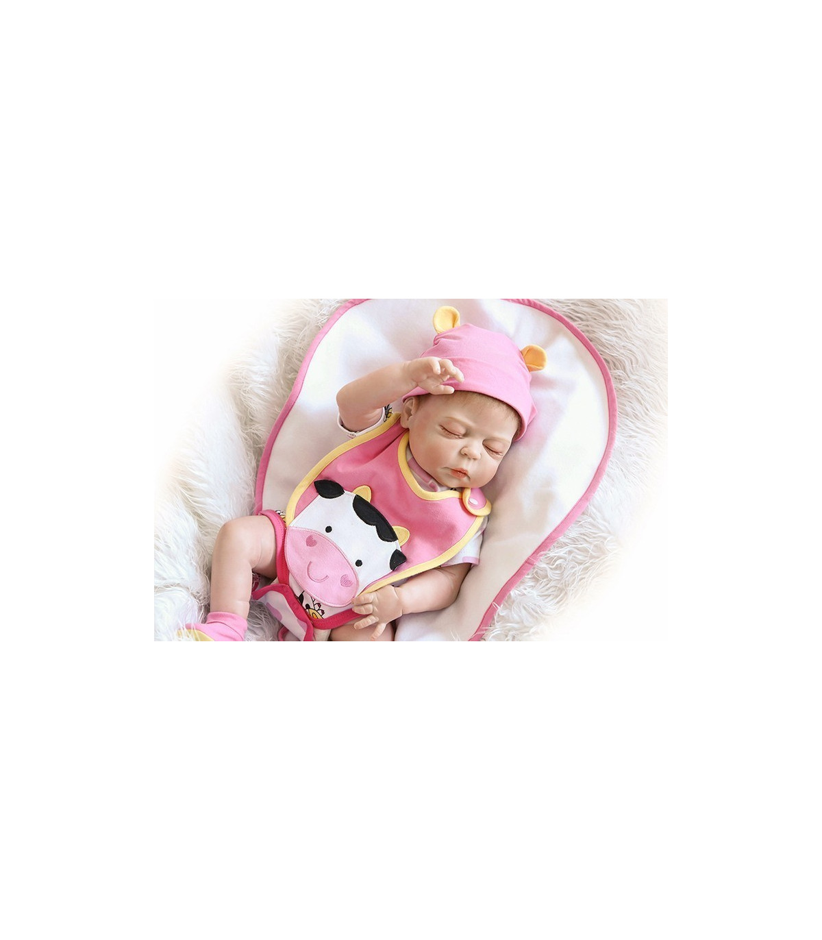 bebe reborn niña  completo de silicona durmiendo