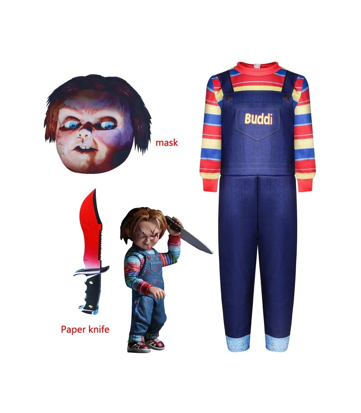 Compra ya tu Disfraces de terror de Halloween para niños, disfraz de Chucky  por solo 41,99 €