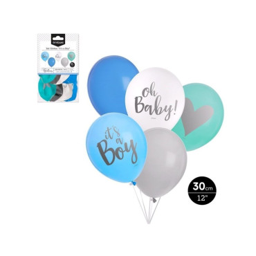 GLOBOS SET DECORADOS IT?S A BOY 8 Unidades