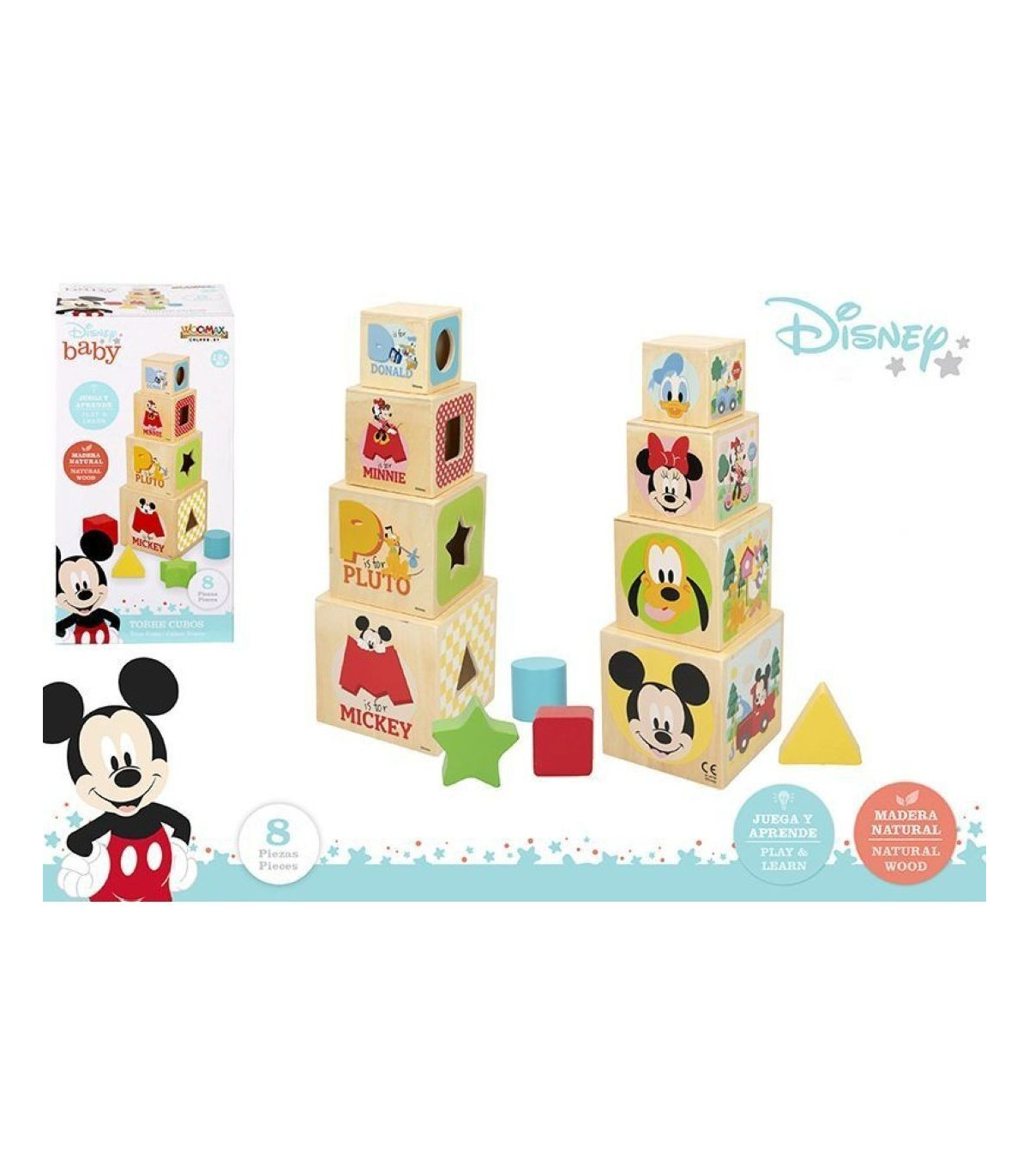 TORRE CUBOS MADERA DISNEY 37x12x12cm