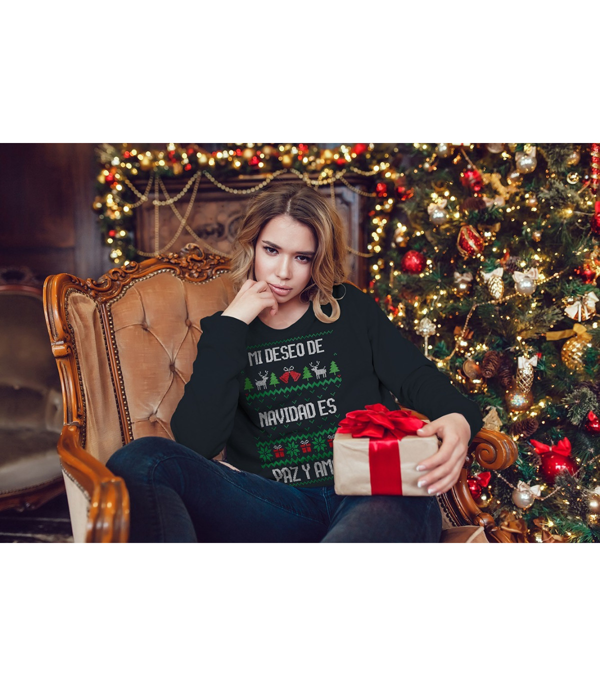 NAVIDAD   Sudadera Navidad Albithinia - Mi deseo de navidad es paz y amor LLEVA CONTIGO O OBSEQUIA EL MEJOR DESEO DE NAVIDAD EN 