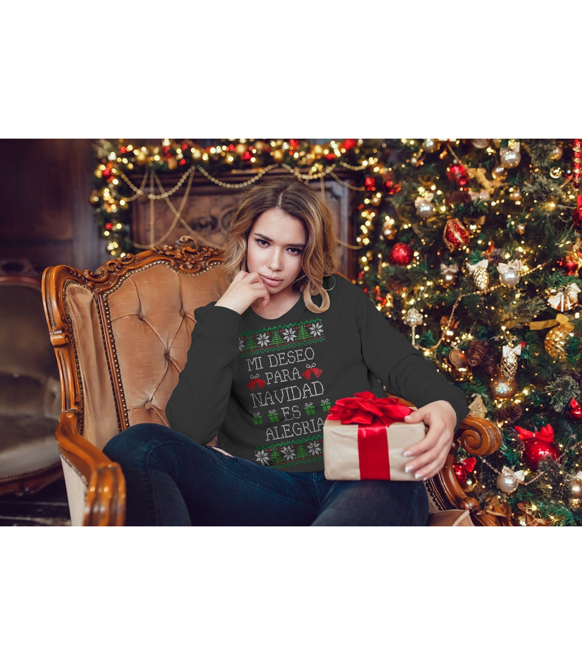 NAVIDAD   Sudadera Navidad Albithinia - Mi deseo para navidad es alegria 2 LLEVA CONTIGO O OBSEQUIA EL MEJOR DESEO DE NAVIDAD EN
