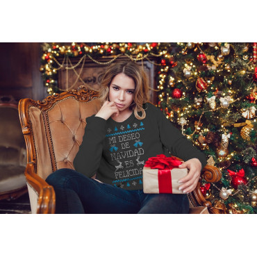 NAVIDAD   Sudadera Navidad Albithinia - Mi deseo de navidad es felicidad 2 LLEVA CONTIGO O OBSEQUIA EL MEJOR DESEO DE NAVIDAD EN