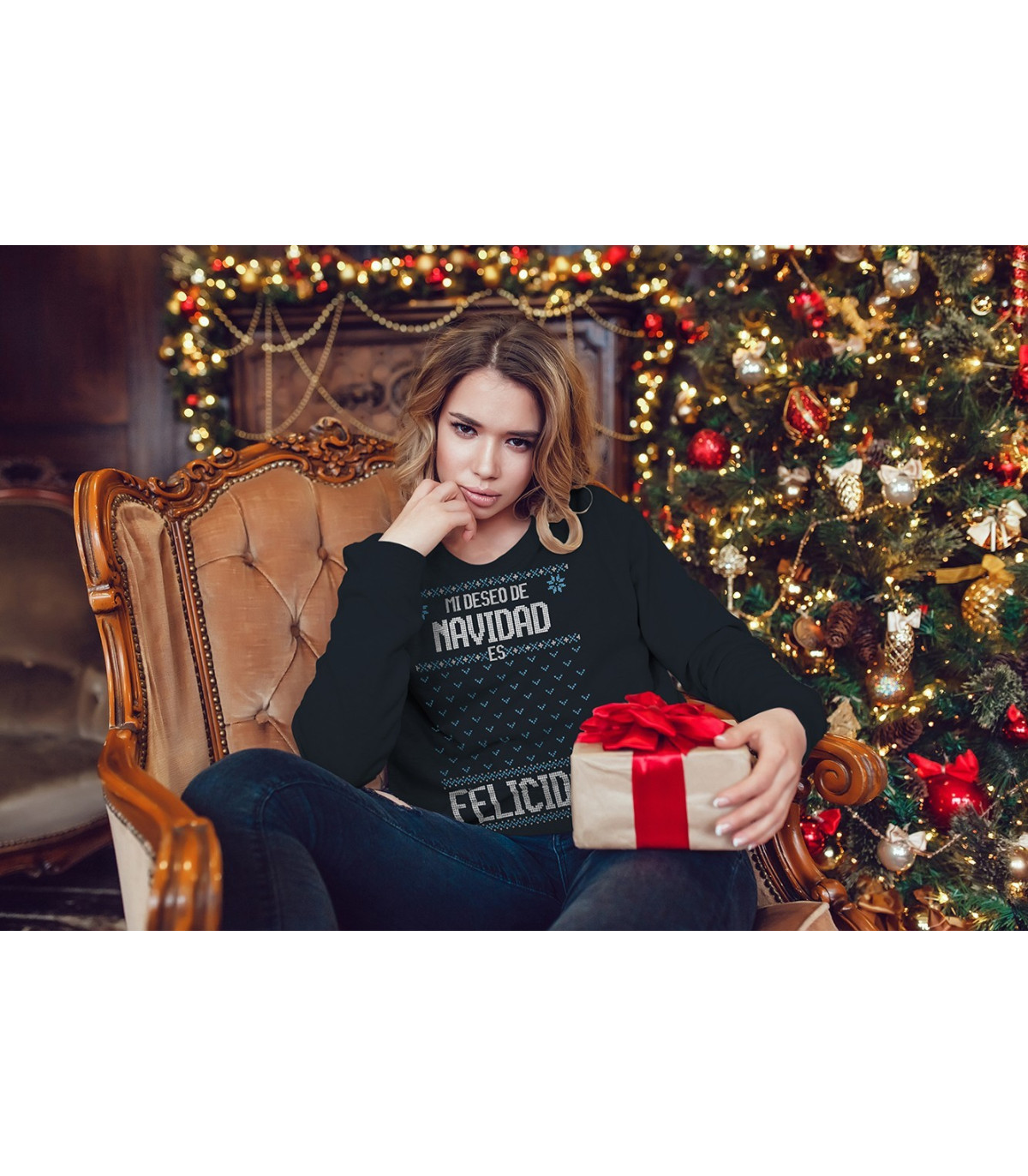 NAVIDAD   Sudadera Navidad Albithinia - Mi deseo de navidad es felicidad LLEVA CONTIGO O OBSEQUIA EL MEJOR DESEO DE NAVIDAD EN E