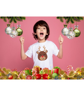 CAMISETAS   CAMISETA NAVIDEÑA - NIÑOS  Y ADULTOS CABEZA DE RENO DISFRUTA DE LA EPOCA DECEMBRINA Y ENCARGA LA CAMISETA NAVIDEÑA P