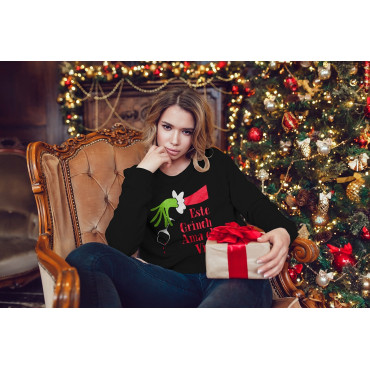 ROPA   Sudadera Navidad Grinch  Este grinch ama el vino SE TODO UN GRINCH ESTA NAVIDAD, LLEVA CONTIGO O OBSEQUIA TU MEJOR GRINCH