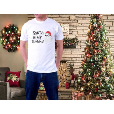 CAMISETAS   CAMISETA NAVIDEÑA -SANTA IS MY HOMEBOY DISFRUTA DE LAS NAVIDADES Y ENCARGA LA CAMISETA PERSONALIZADA PARA TI, TU FAM