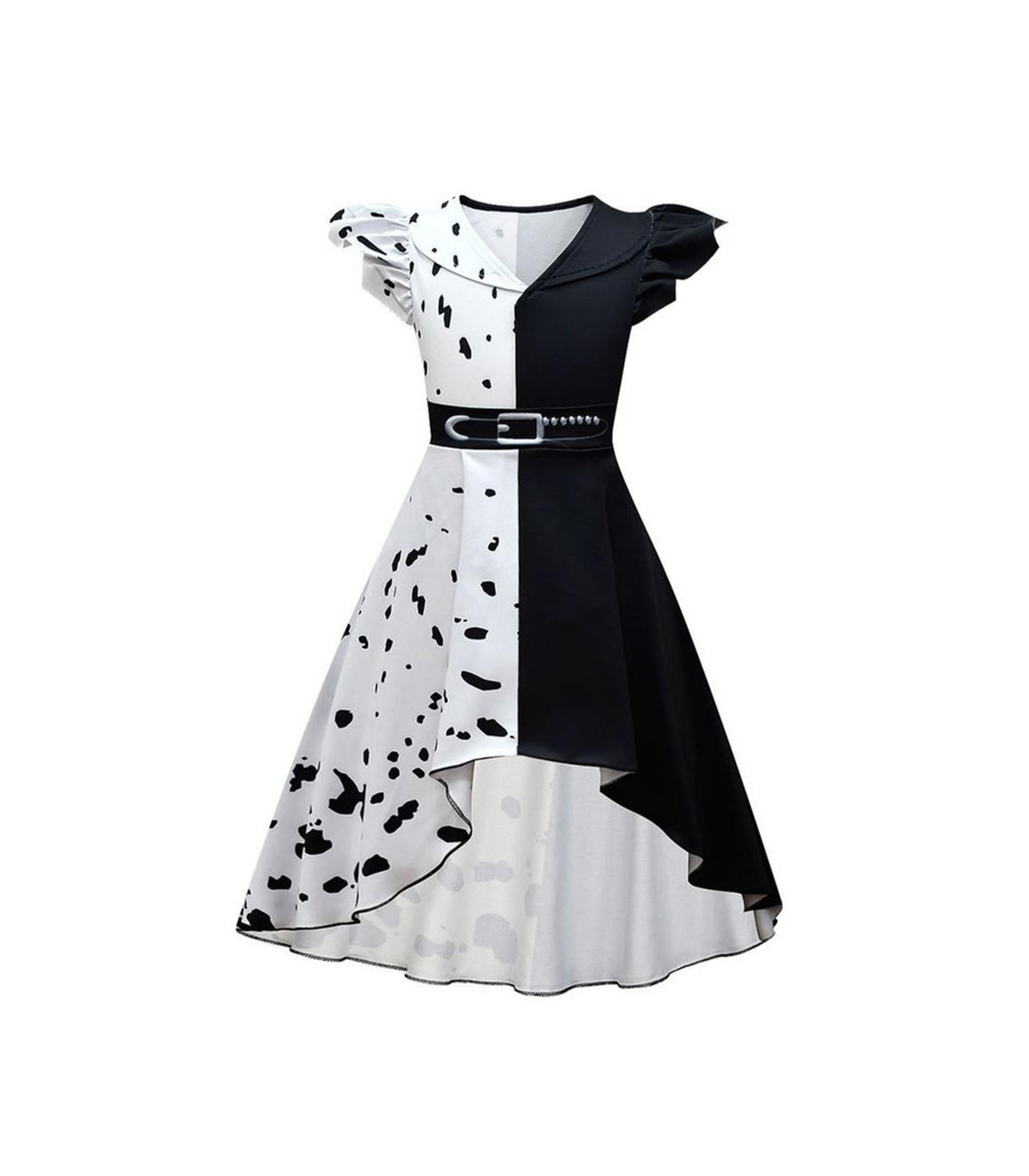 Inicio   disfraz de cruella de vil para niñas con capa Este disfraz de Cruella de Vil para niñas incluye un vestido y una capa. 