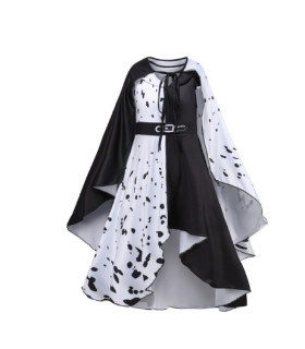Inicio   disfraz de cruella de vil para niñas con capa Este disfraz de Cruella de Vil para niñas incluye un vestido y una capa. 