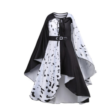 Inicio   disfraz de cruella de vil para niñas con capa Este disfraz de Cruella de Vil para niñas incluye un vestido y una capa. 