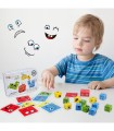 Cubo mágico de expresiones de madera: Juego educativo de bloques de construcción con diseño interactivo Montessori para niños
