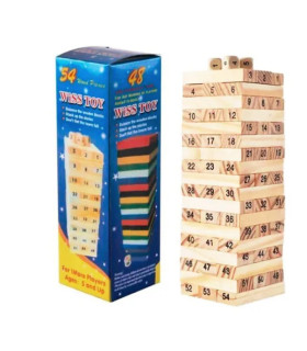 Inicio   Juego de torre de madera Wiss Toy, 54 piezas Torre de bloques en madera natural tipo Jenga. Es ideal para jugar en fami
