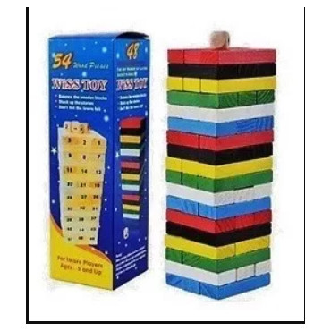 Inicio   Juego de torre de madera Wiss Toy, 47 piezas Torre de bloques en madera natural tipo Jenga. Es ideal para jugar en fami