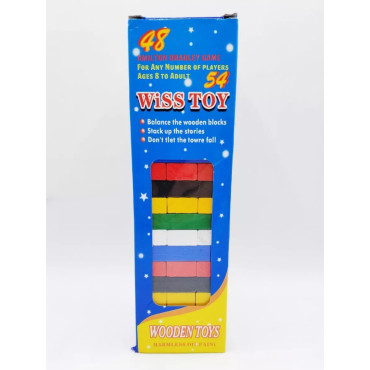 Inicio   Juego de torre de madera Wiss Toy, 47 piezas Torre de bloques en madera natural tipo Jenga. Es ideal para jugar en fami
