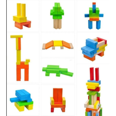 Inicio   Juego de torre de madera Wiss Toy, 47 piezas Torre de bloques en madera natural tipo Jenga. Es ideal para jugar en fami