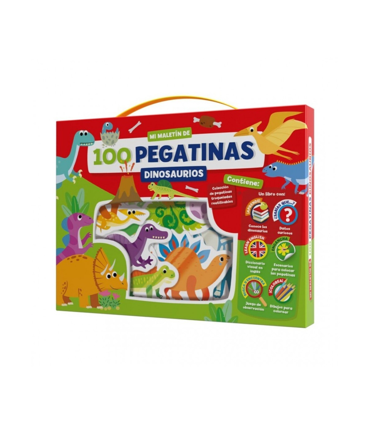 Inicio   🦖 Maletín de 100 Pegatinas de Dinosaurios 🌵 Diviértete con estos simpáticos dinosaurios, colocando las pegatinas que en