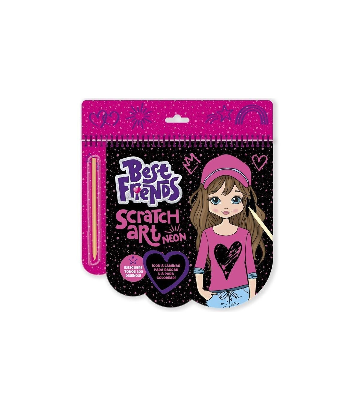 Inicio   Ludum, Libro raspa y dibuja scratch neon 'Best friends' 
Contiene: 8 láminas para rascar y 8 láminas para colorear