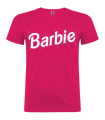 camiseta manga corta hombre y niño logo barbie la película