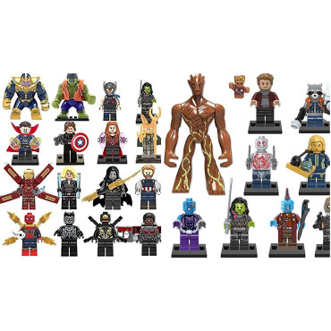 SPIDERMAN   marvel 26 minifigure set,endgame,thanos,hulk,guardians of the galaxy,groot,rocket racoon,iron man,the black panther 