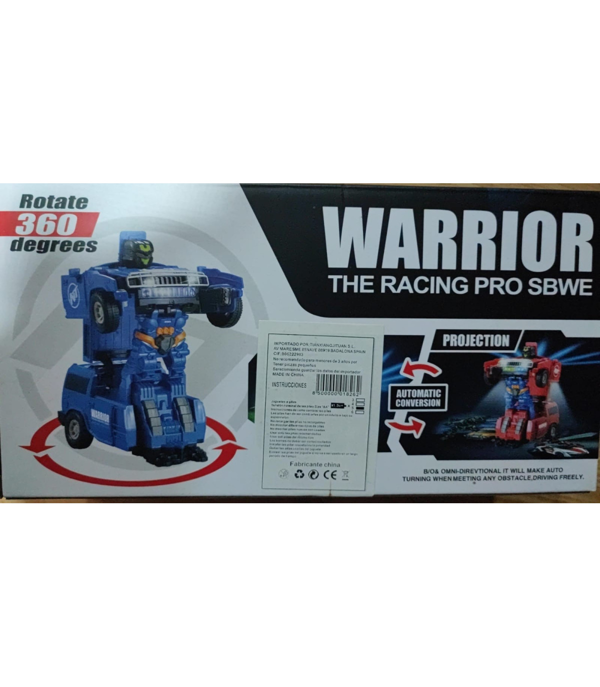 ✨ Coche Transformers Azul: Rotación 360°, Transformación Automática, Luces y Música ¡Vive la Aventura en Grande!