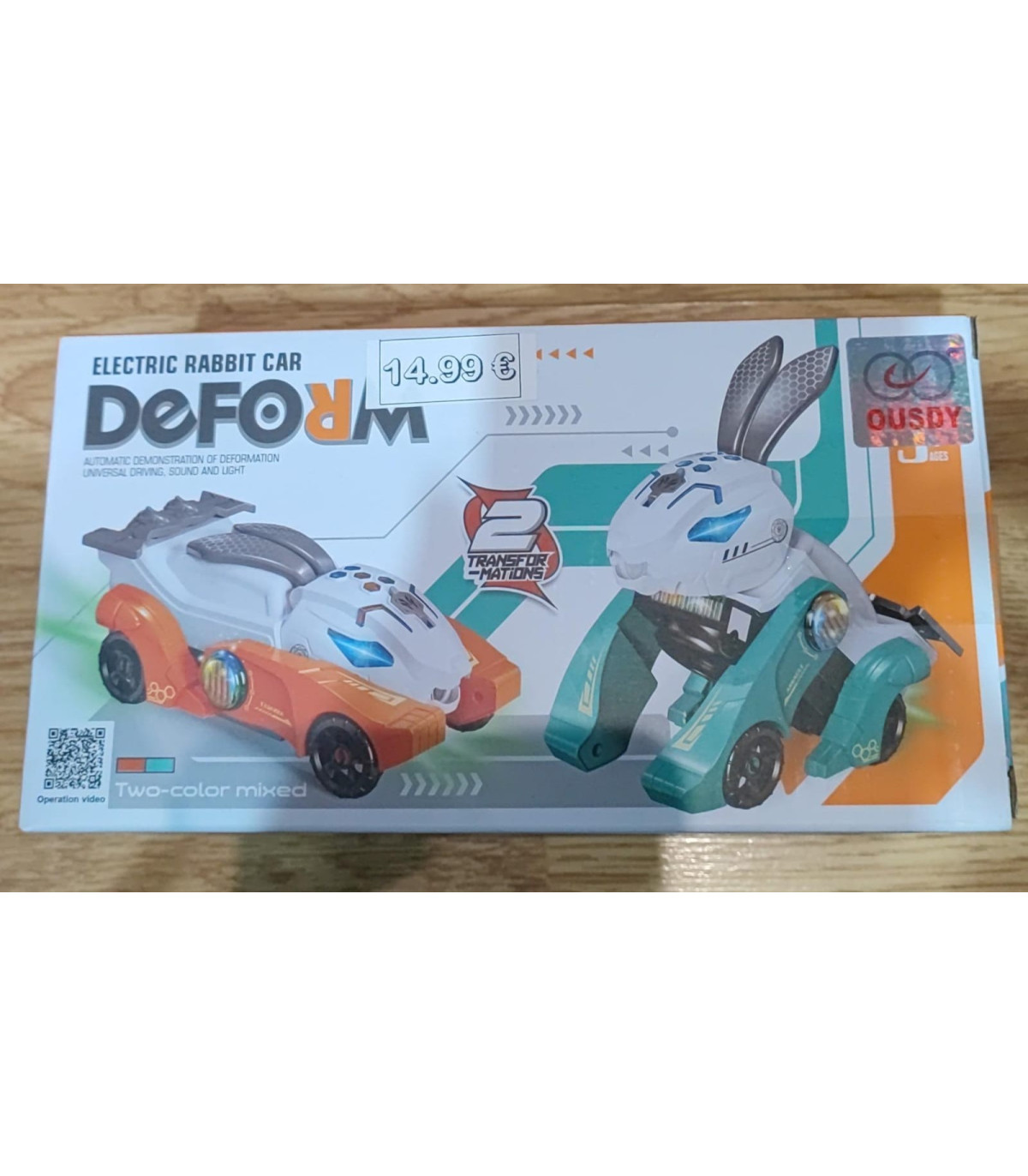 Coche eléctrico transformable en conejo tipo transformers