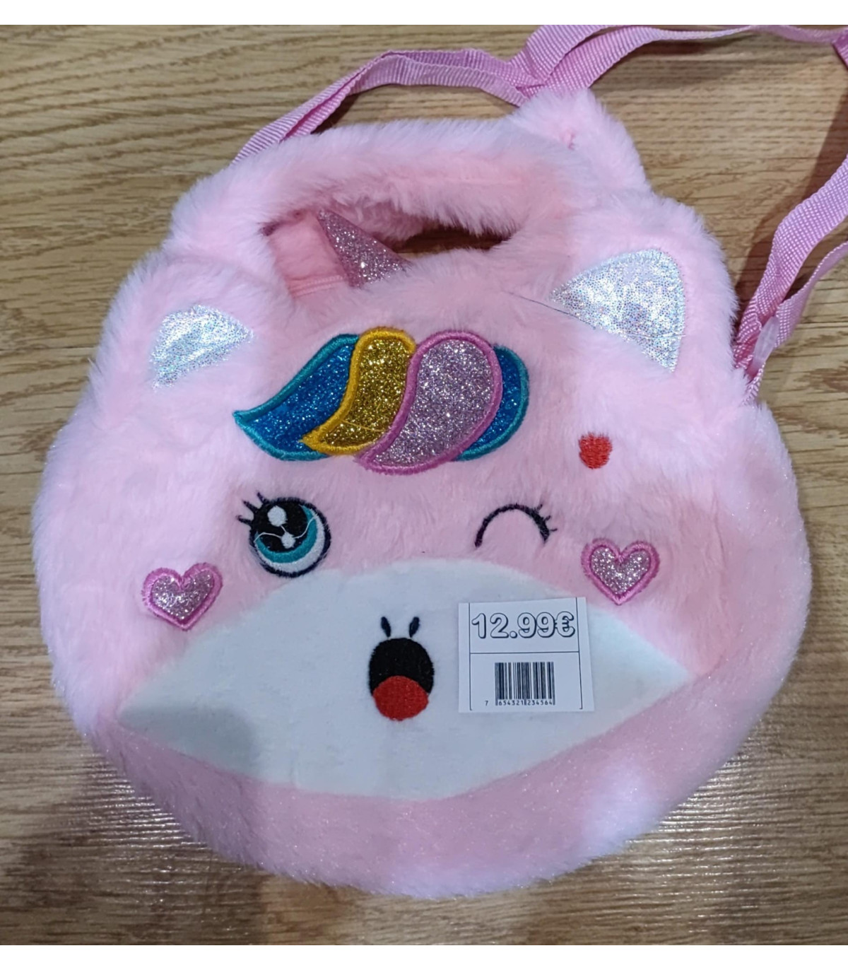 Bolso de unicornio con purpurina y con asa