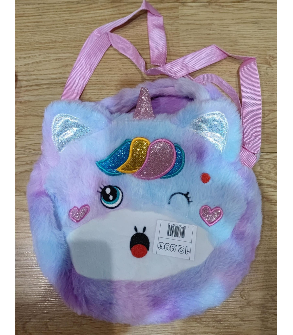 Bolso de unicornio con purpurina y con asa