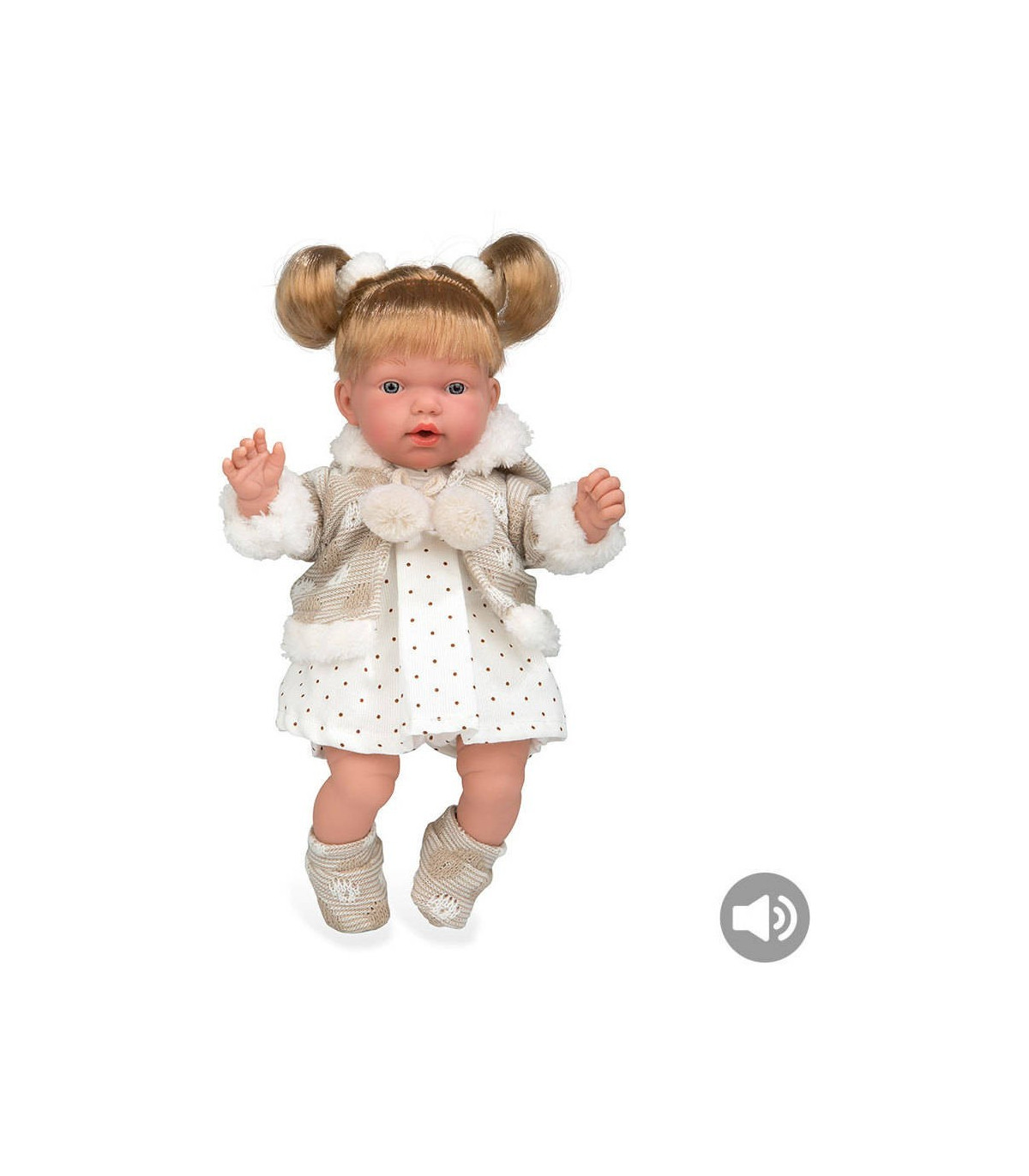 Muñeca moñitos rubios con sonido aria elegance 30cm