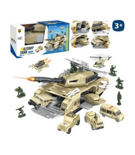 Set de tanque con soldados y coches militares