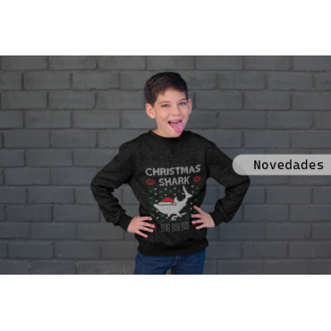 Sudadera infantil de tiburón navideño de navidad