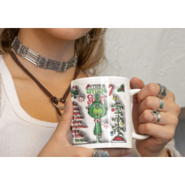 🌟 Taza del Grinch con Frases Navideñas en Inglés, ¡Desayunos Mágicos! 🎄🎁