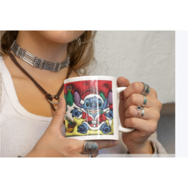 Fiesta Triple Navideña! Taza de 3 Stitch con Gorro Navidad  🎄✨