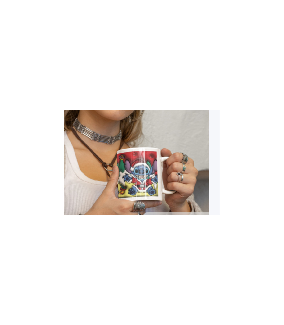 Fiesta Triple Navideña! Taza de 3 Stitch con Gorro Navidad  🎄✨