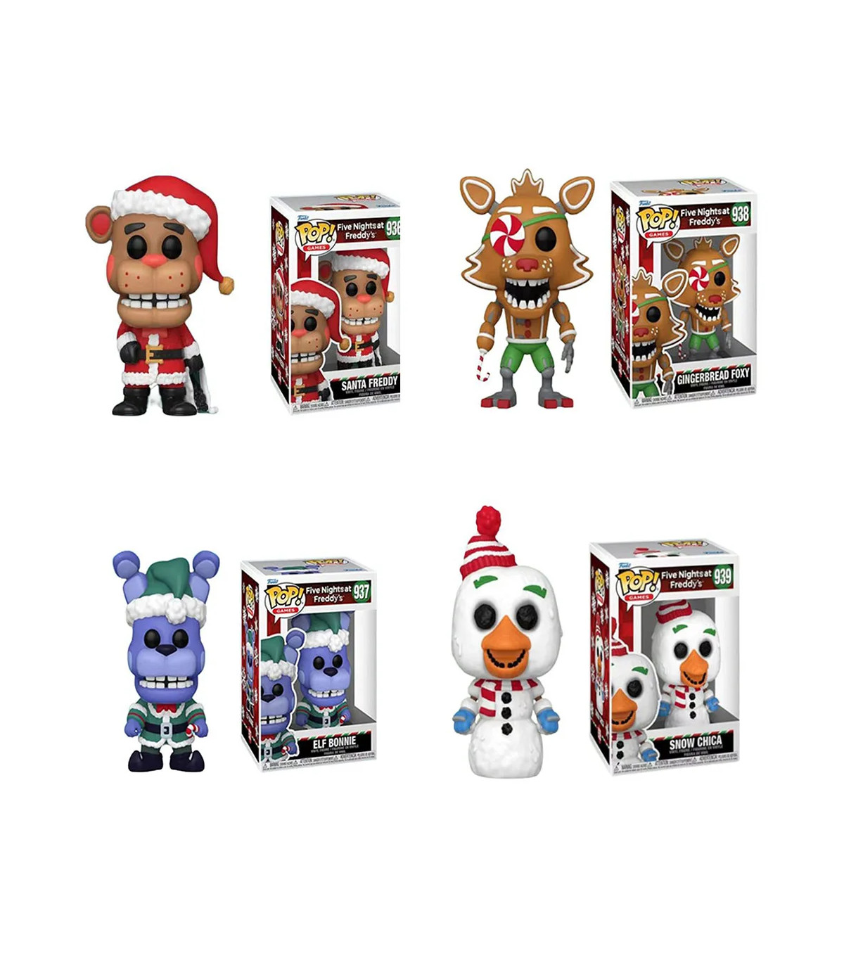 Figuras tipo funko pop de five nights at freddy's edición especial navidad santa Claus papá Noel