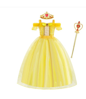 Vestido de princesa bella para niñas, disfraces de bella de la bella y la bestia