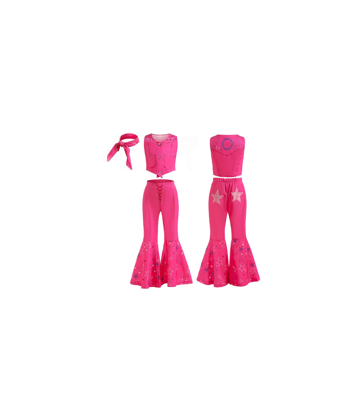 Disfraz de Barbie de película para niña rosa vaquera con peluca y gafas
