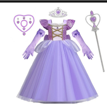 disfraz rapunzel para niñas lazo con lentejuelas