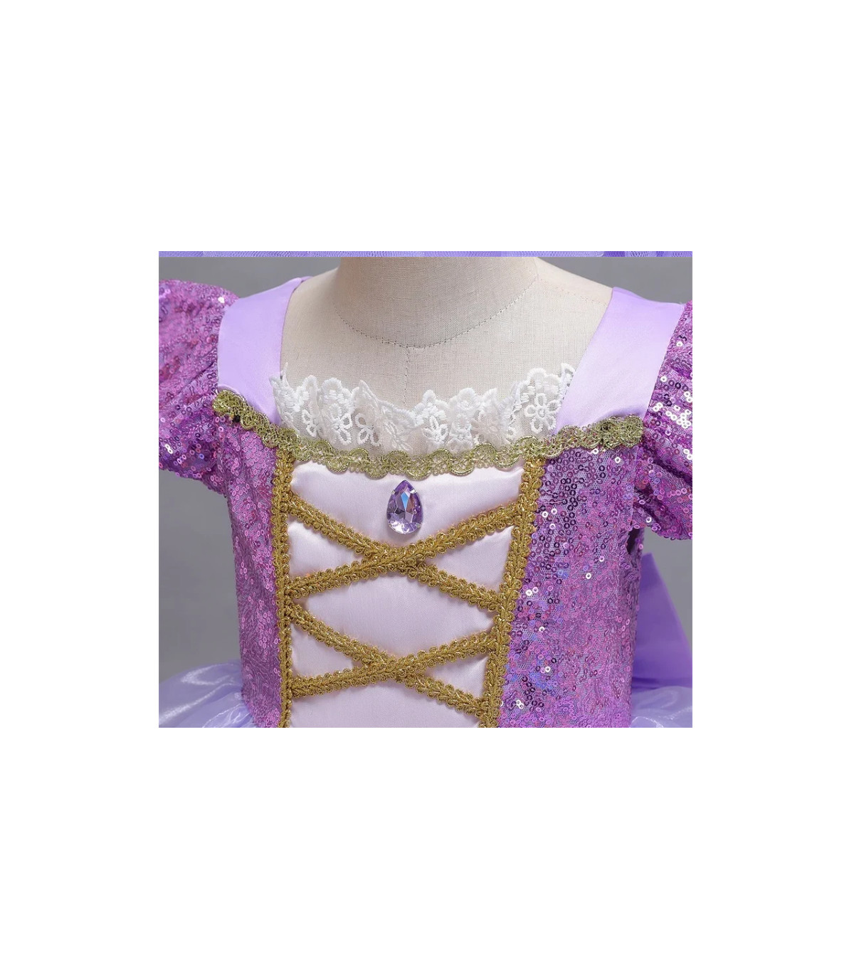 disfraz rapunzel para niñas lazo con lentejuelas