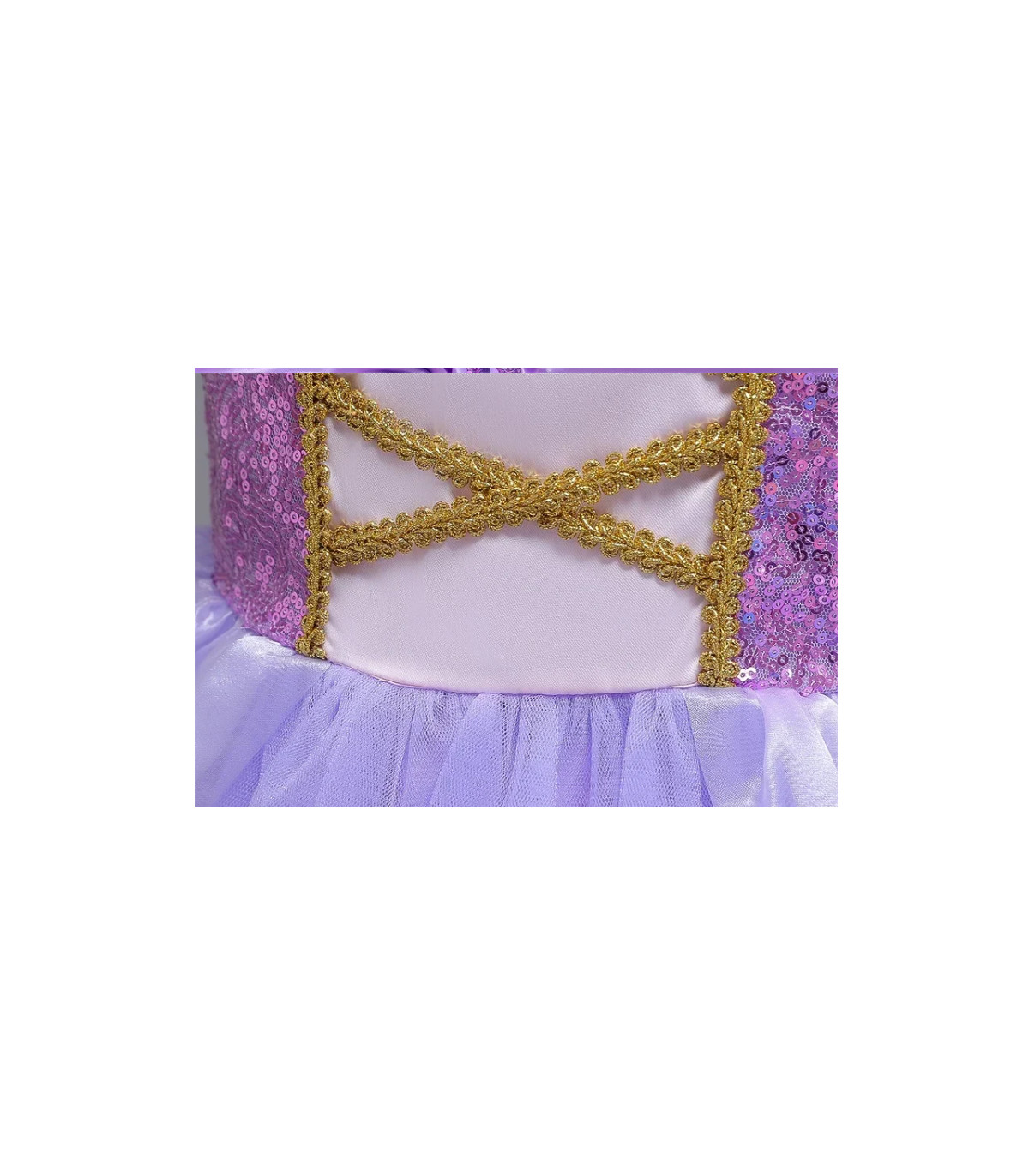 disfraz rapunzel para niñas lazo con lentejuelas