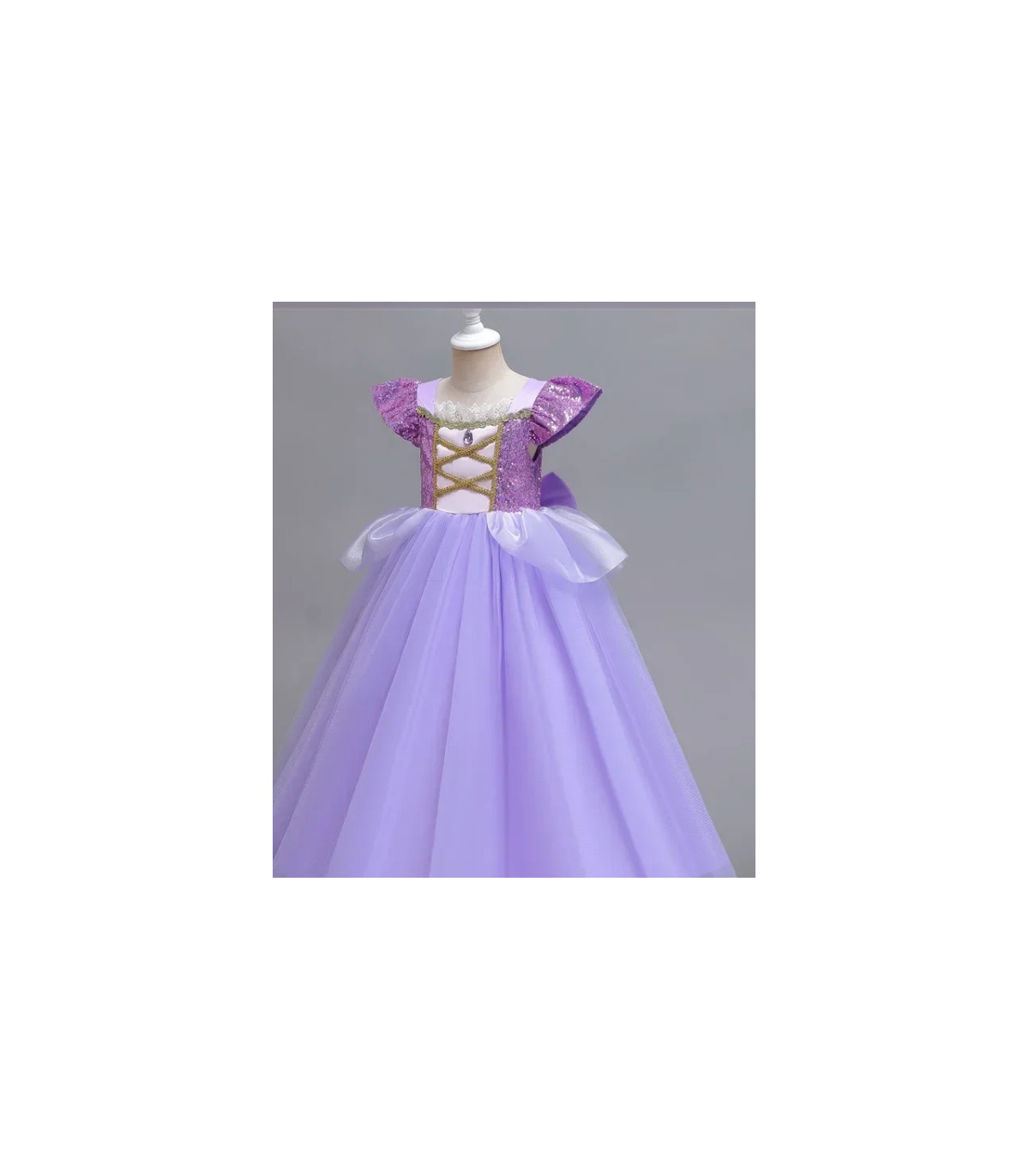 disfraz rapunzel para niñas lazo con lentejuelas