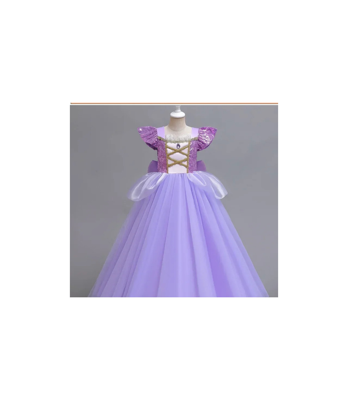disfraz rapunzel para niñas lazo con lentejuelas
