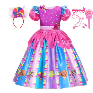 vestido de caramelo para niña, conjunto de disfraz de fiesta de piruleta
