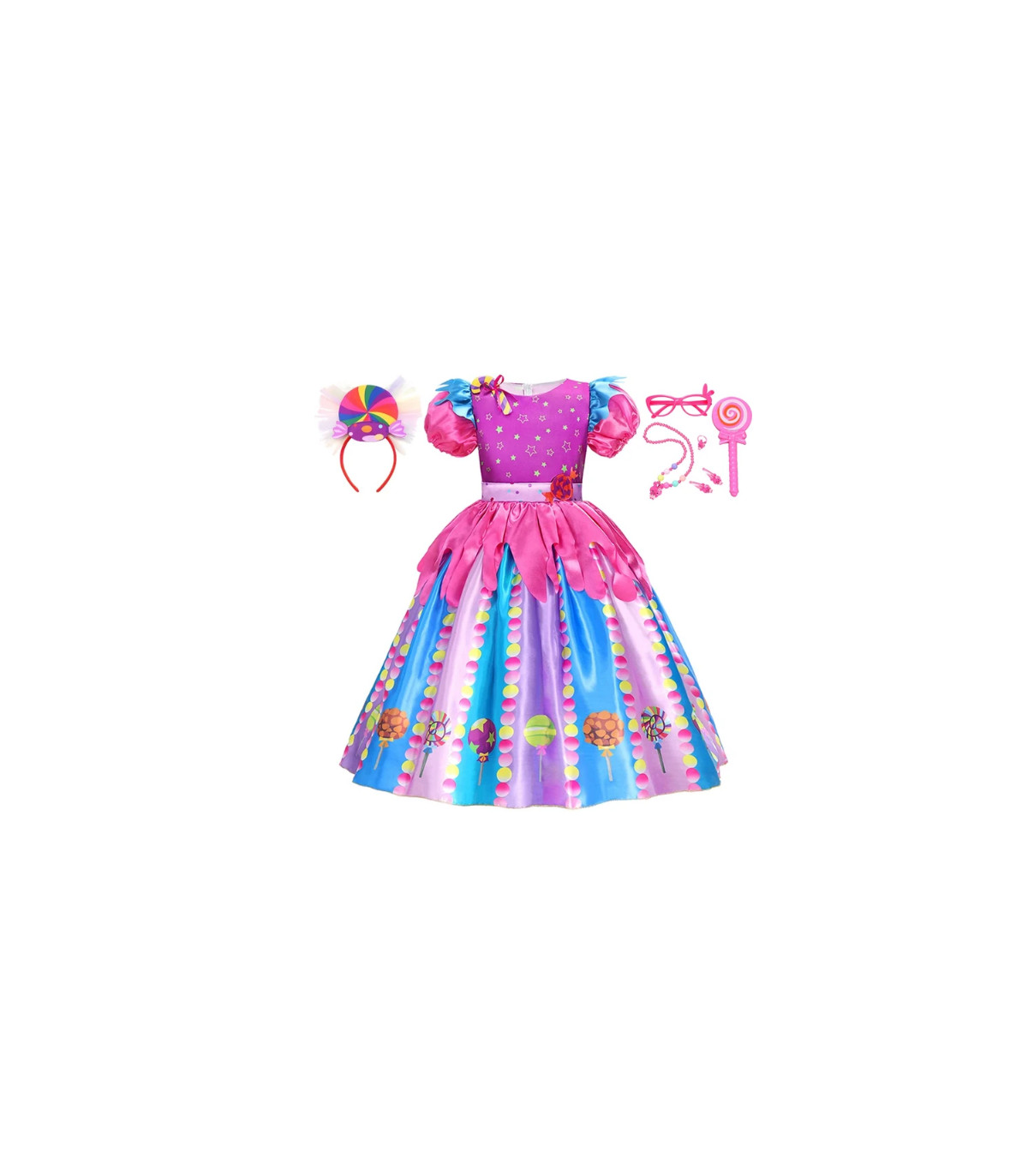 vestido de caramelo para niña, conjunto de disfraz de fiesta de piruleta