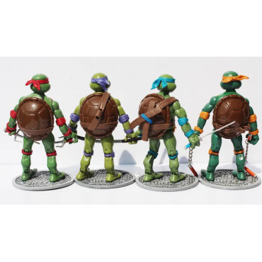 lote de 4 figuras de tortugas ninja con accesorios y articuladas de 18cm
