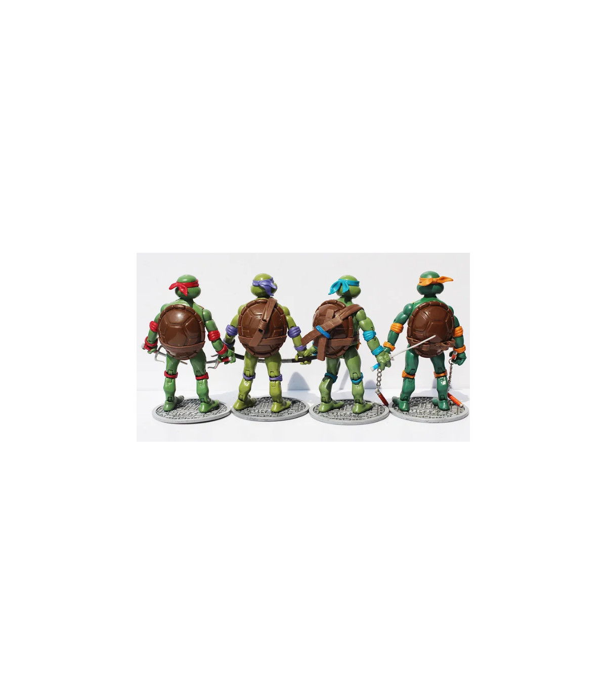 lote de 4 figuras de tortugas ninja con accesorios y articuladas de 18cm