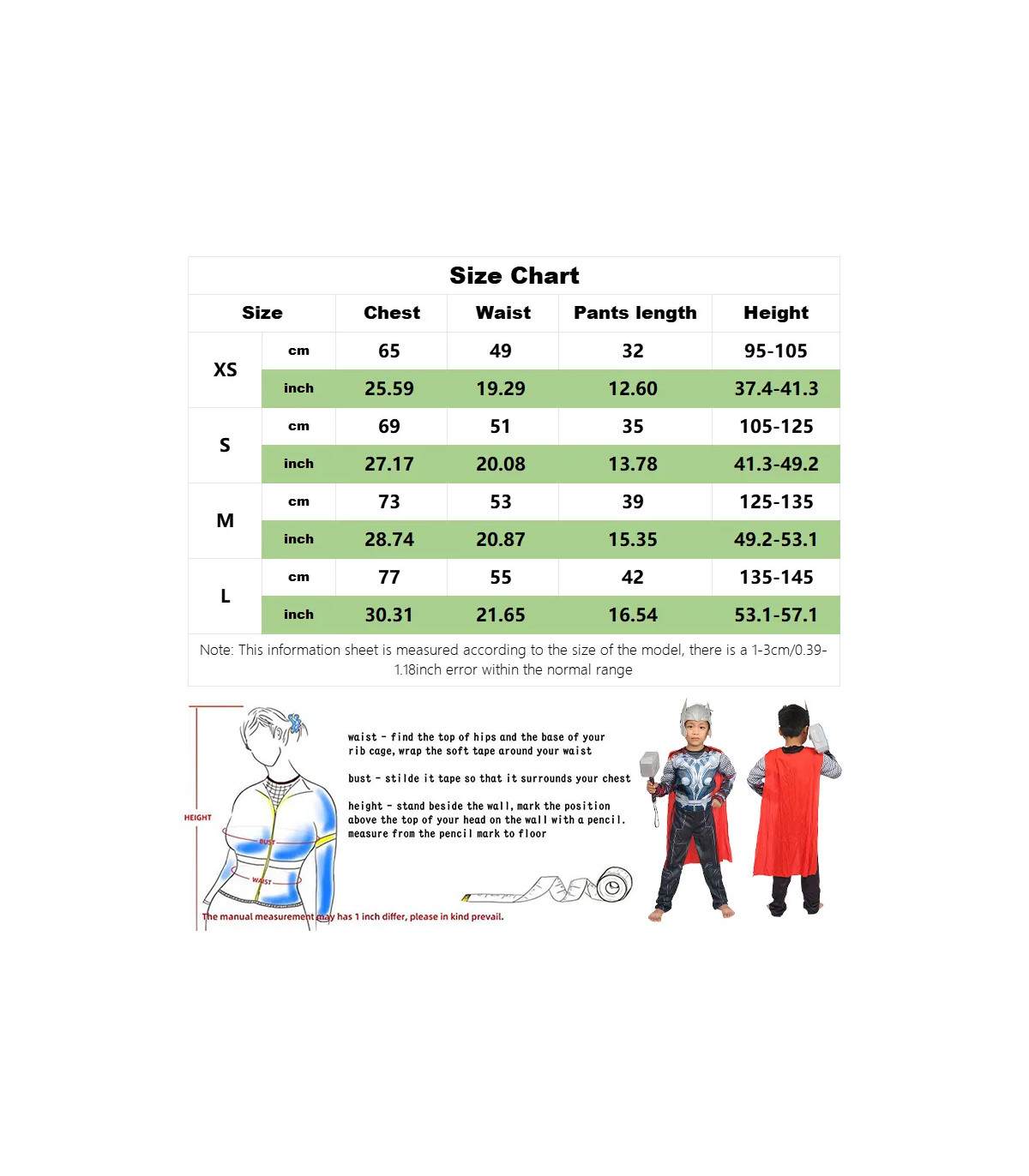 Disfraz musculoso Thor avengers marvel con o sin martillo