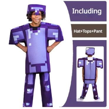 Disfraz minecraft armadura de diamante azul morado y netherita