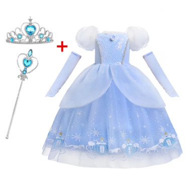 Disfraz vestido cenicienta princesa con corona