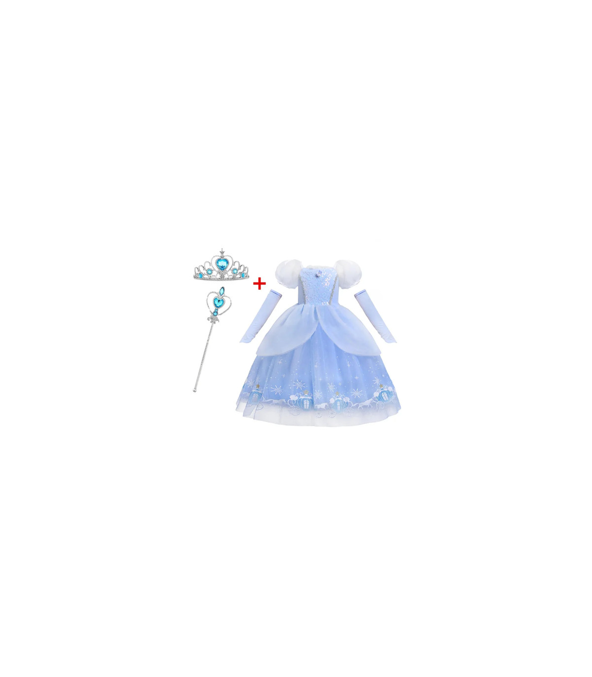 Disfraz vestido cenicienta princesa con corona